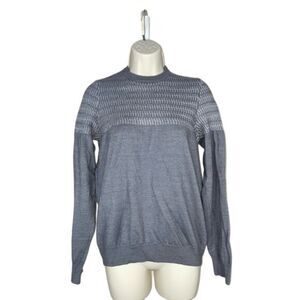 Michael Strahan W/L Grey Textured Merino Wool Blend Crewneck Sweater LN